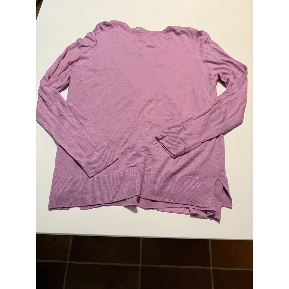 Ann Taylor Mixed Media Layered Look Sweater Lavender Pink Long Sleeve XL - Picture 6 of 6